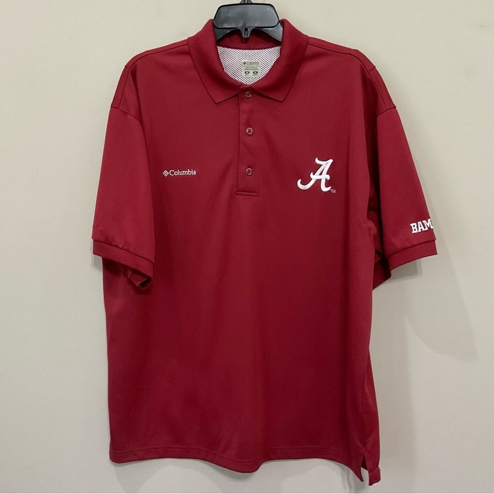Columbia PFG Alabama Omni-Shade Polo Shirt Men's Sz Medium Crimson Tide Bama